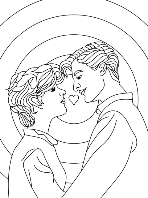 Romantic Couple Coloring Page