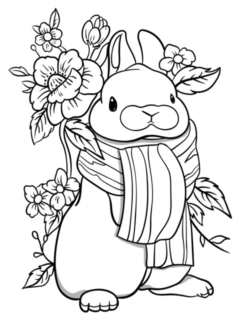 Flower - adorned Bunny with a Scarf