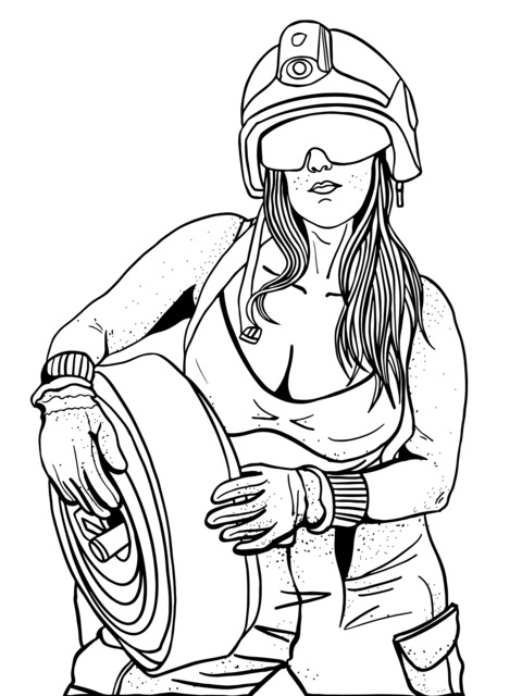 Female Firefighter Coloring Page