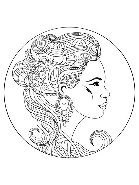 Female Profile Head Coloring Page