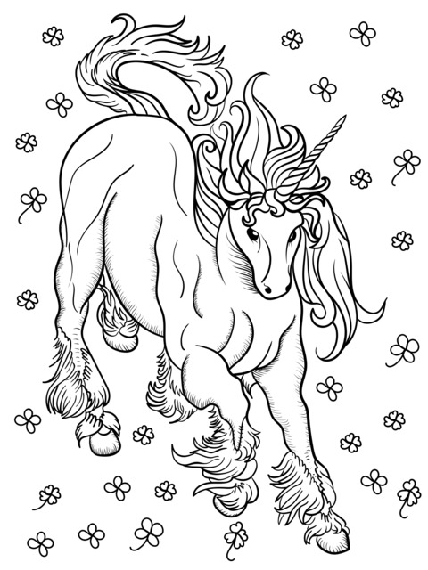 Dreamy Unicorn Coloring Page