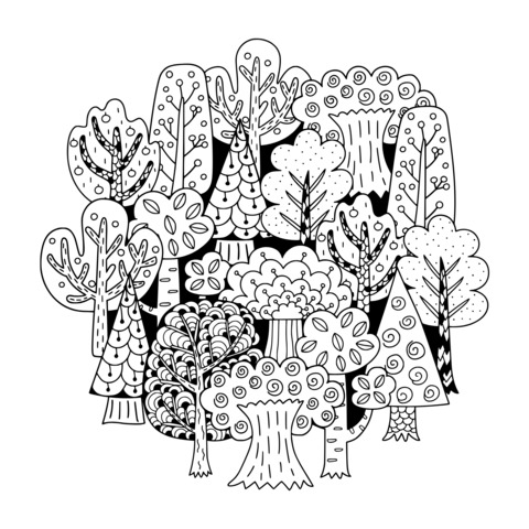 Ilustração da Floresta Colorida