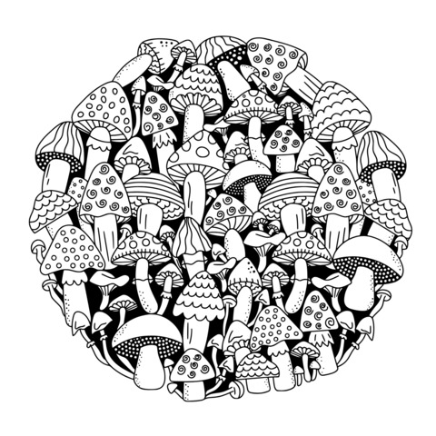 Colorful Mushroom Coloring Page