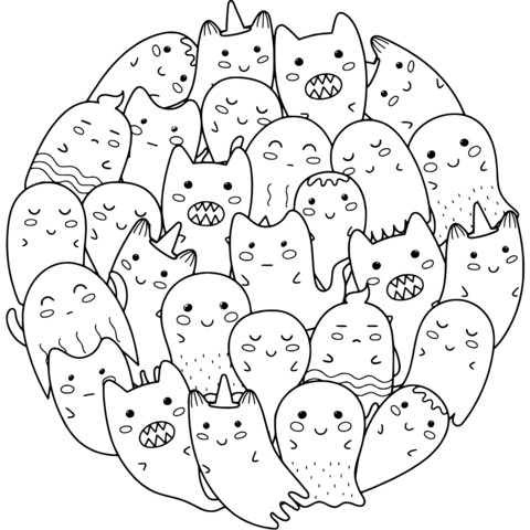 Adorable Cat Collection Coloring Page