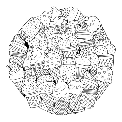 Colorful Ice - Cream Coloring Page