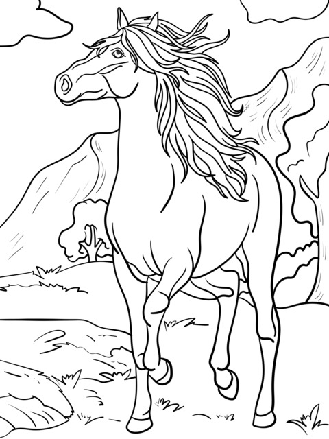 Running Horse Coloring Page