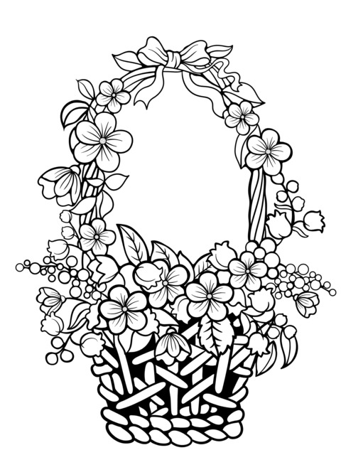 Beautiful Flower Basket Coloring Page