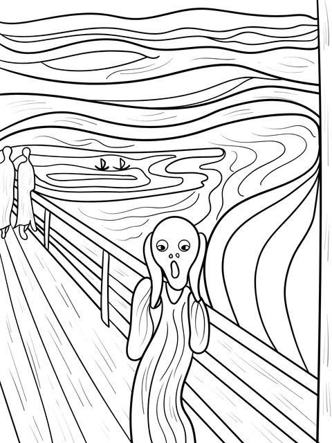 The Scream - Style Coloring Page: A Unique Art Experience