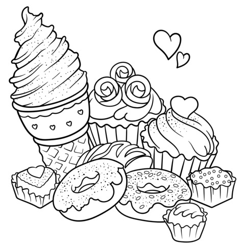 Delicious Desserts Coloring Page