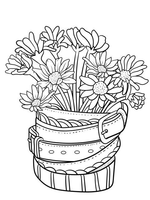 Flowers in a Belt - made Pot