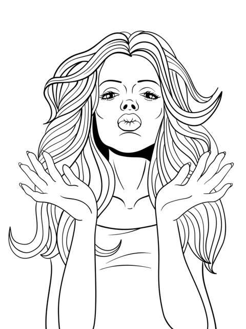 Cute Blonde - haired Girl Coloring Page