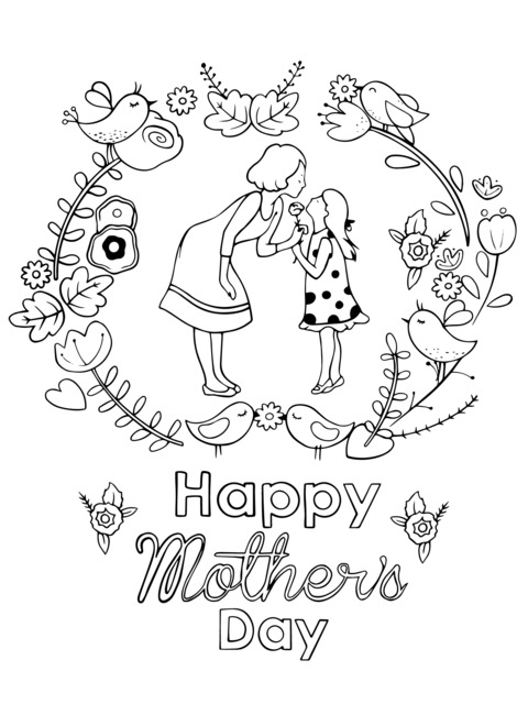 Mother - Daughter Coloring Page for Mother's Day