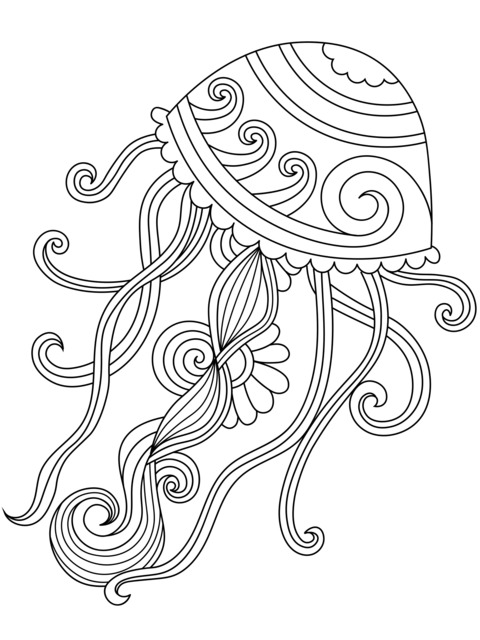 Colorful Jellyfish Coloring Page