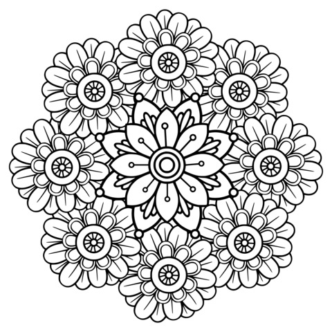 Beautiful Floral Mandala Coloring Page