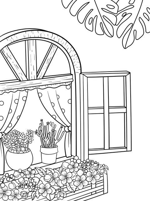 Window - side Flower Coloring Page