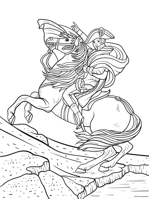 Historical Figure on Horseback Coloring Page