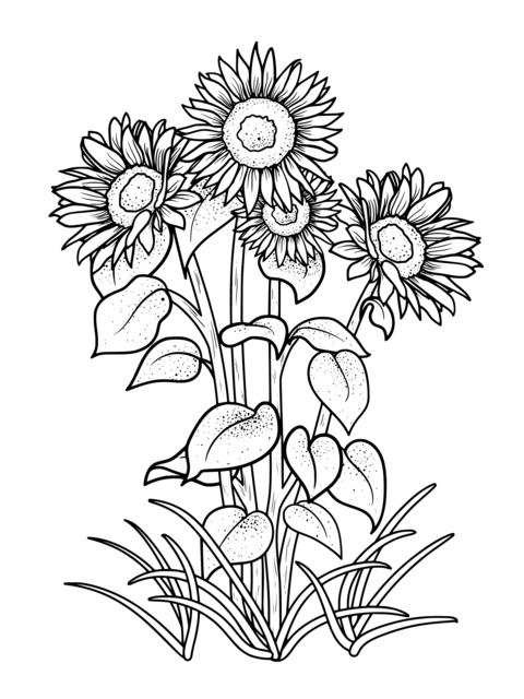 Sunflower Coloring Page: Brighten Up Lively Flowers with Colors