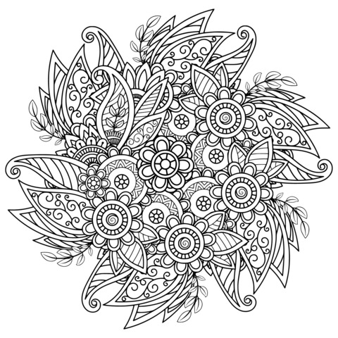 Colorful Flower Coloring Page