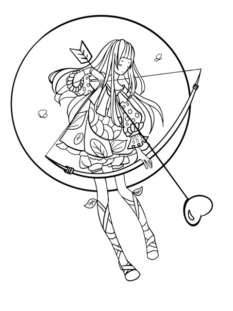 Coloring Page of a Girl with a Bow