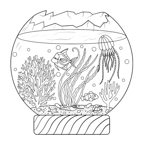 Marine creatures in an aquarium