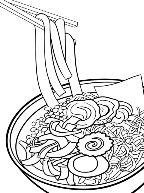 Ramen - themed Coloring Page