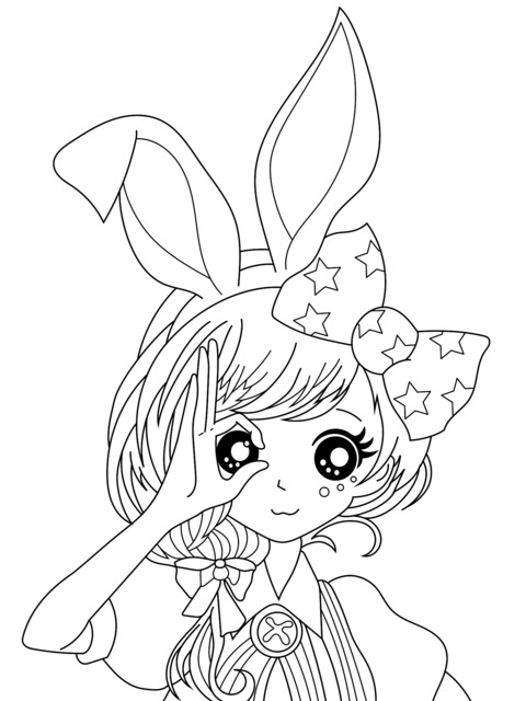 Girl with bunny - ear headband