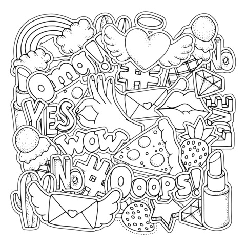 Fun - filled Trendy Elements Coloring Page