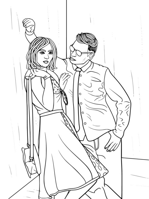 Couple Interaction Coloring Page