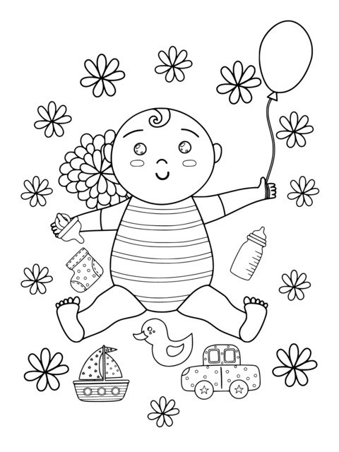 Cute Baby - themed Coloring Page