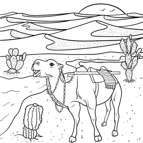 Desert Camel Coloring Page