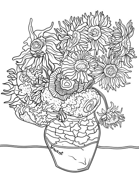 Sunflower Vase Coloring Page