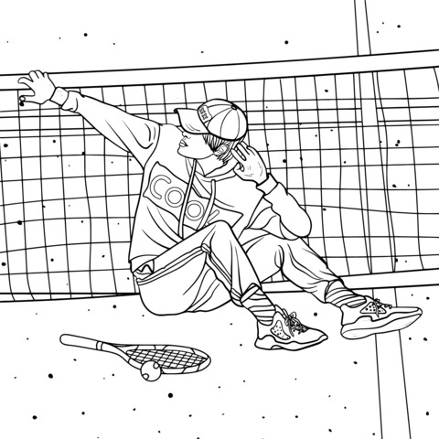 Tennis Player - Themed Coloring Page