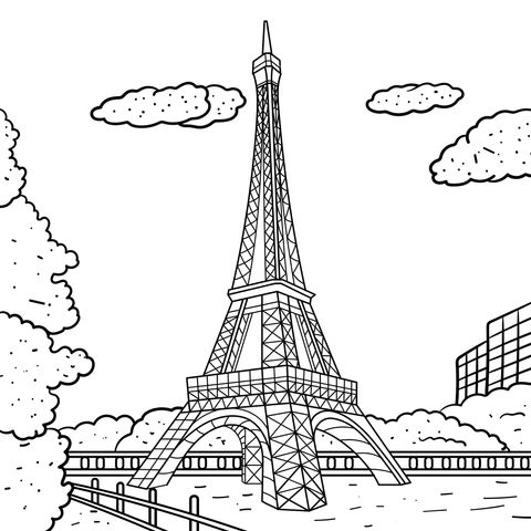 Eiffel Tower Coloring Page