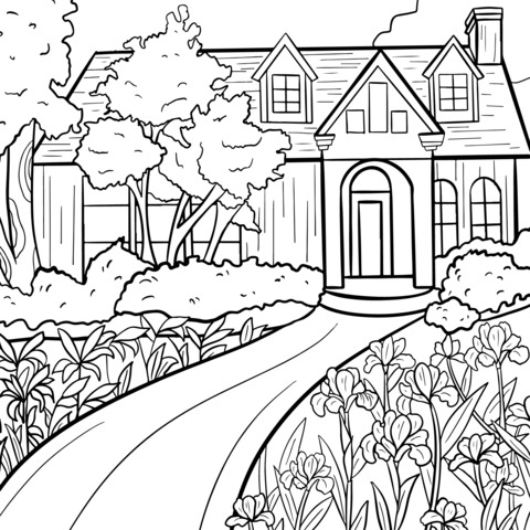 Rustic House Coloring Page