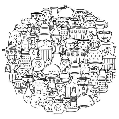 Colorful Teapot Pattern Coloring Page