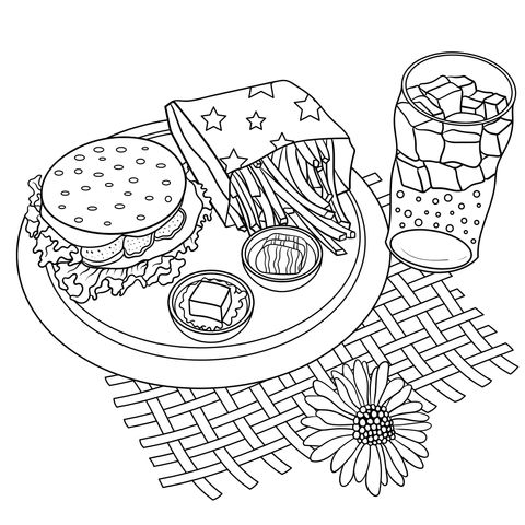 Delicious Fast - Food Coloring Page