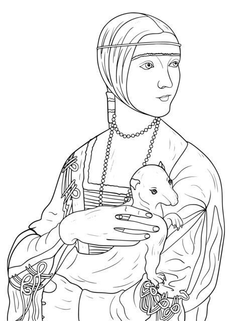 Lady Holding a Squirrel Coloring Page