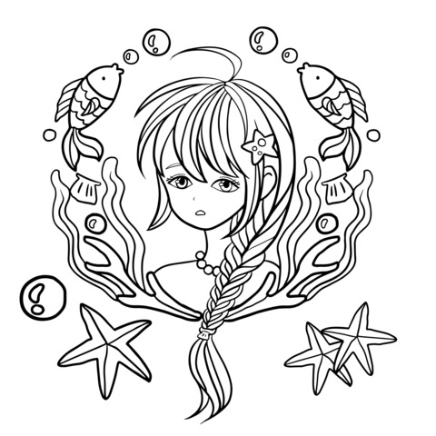 Cute Mermaid Coloring Page