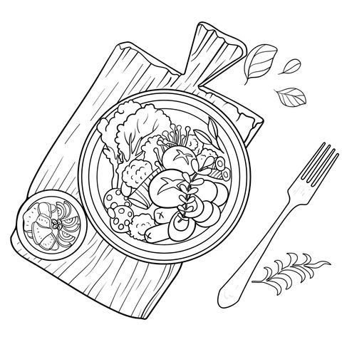 Ilustración de una comida saludable