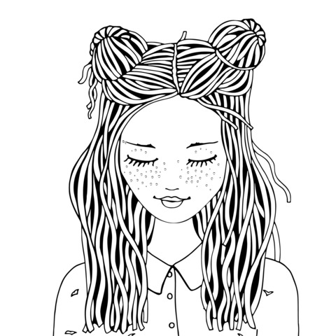 Red - Haired Freckled Girl Coloring Page