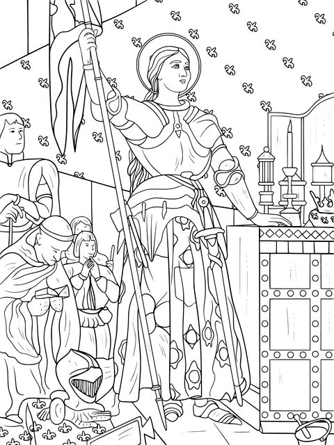 Joan of Arc - Themed Coloring Page