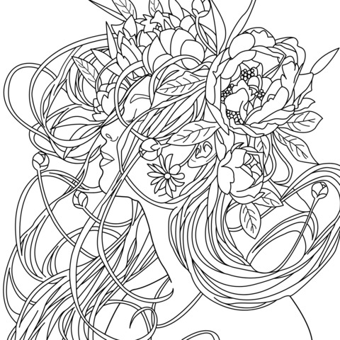 Flower - Girl Coloring Page