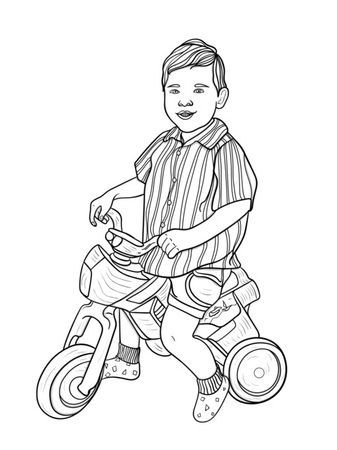 Little boy riding a tricycle