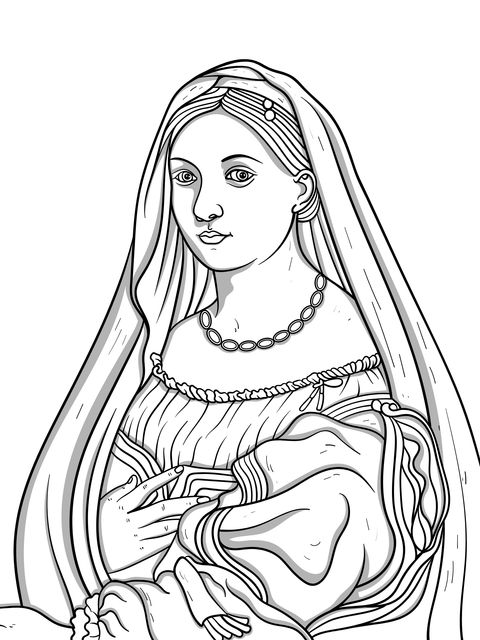 Mary Coloring Page: Classic Religious Figure