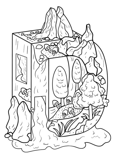 Nature Landscape Coloring Page of Letter D