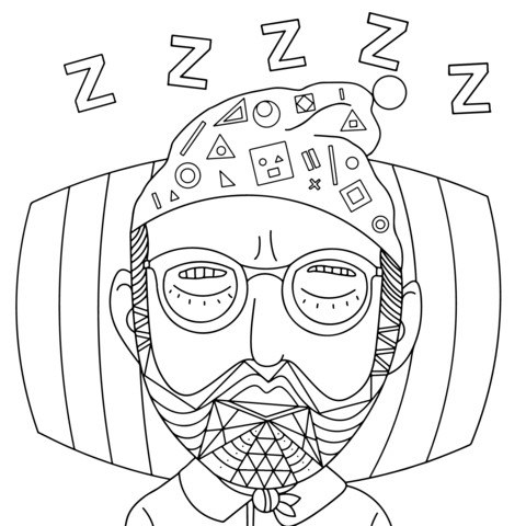 Coloring Page Illustration of a Sleeping Man