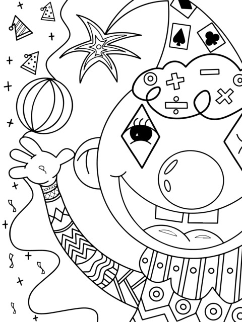 Joyful Clown Coloring Page