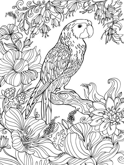 Parrot among the Flowers