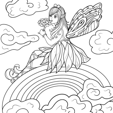 Flower Fairy on the Rainbow