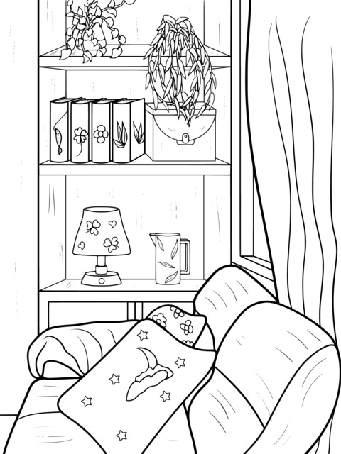 Cozy Indoor Scene Coloring Page